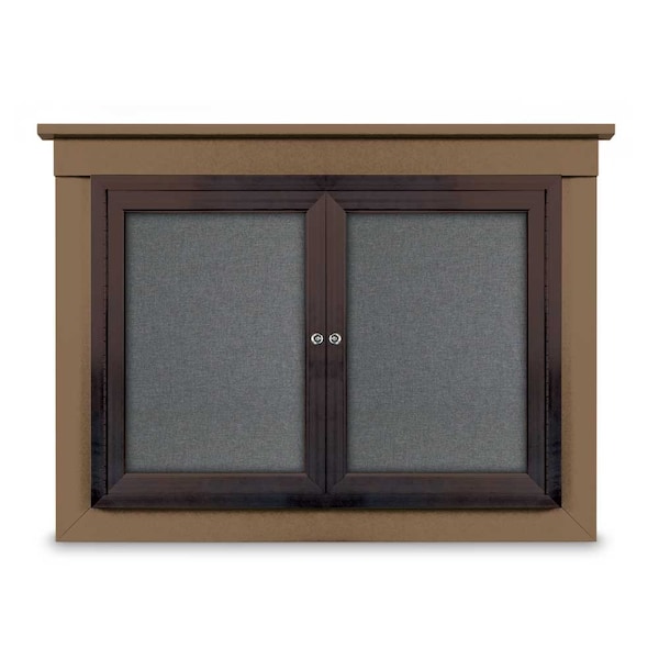 18"x24" 1-Door Enclosed Letterboard, Header, Green Felt/Cherry